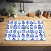 Patroon - Huizen - Blauw Inductie beschermer vinyl 3mm klein 276 -sfeer5