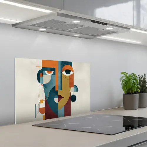 Geometrisch - Strakke vormen - Kleurrijk keuken achterwand spatscherm klein -3d_schuin
