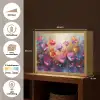 Bloemen - Paars - Kleurrijk - Handgeschilderd - Kunst Light Box met batterij (Wandlamp) middel -USP_websiteoverzichtNL