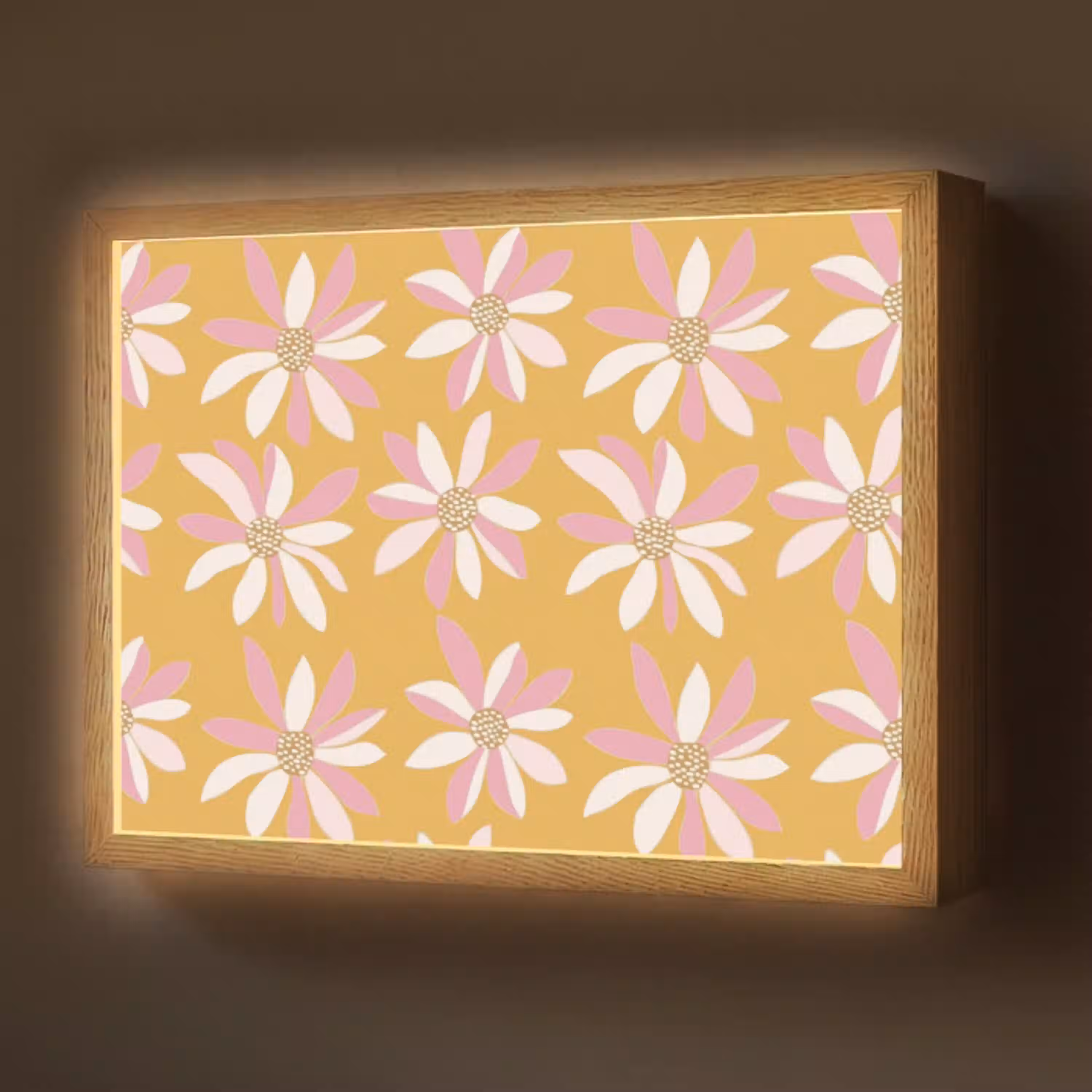 Bloemen - Modern - Geel Light Box met batterij (Wandlamp) middel 907 -z3d_website