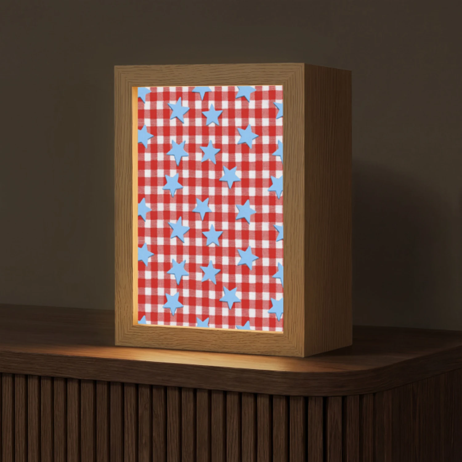 Ruit - Sterren - Rood Light Box met kabel (Tafellamp) klein 925 -z3d_website