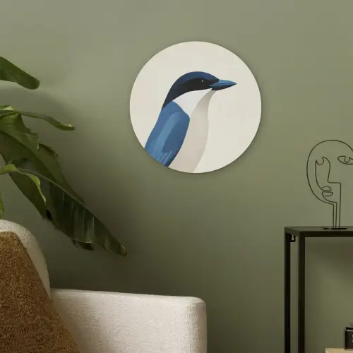 Illustratie - Blauw - Vogel Akoestische PET Vilt - Rond klein -sfeer2