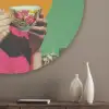 Retro - Vrouw - Stad - Zon Akoestische PET Vilt - Rond klein -sfeer5_closeup