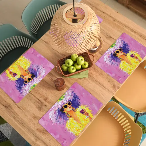 Zonnebril - Vrouw - Jas - Veren Placemat vinyl groot -zzsfeer5_Kitchenyeah-website