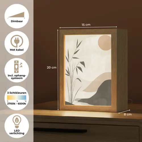 Japandi - Landschap - Beige Light Box met kabel (Tafellamp) klein -USP_NL