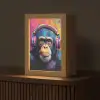 Graffiti - Chimpansee - Street art - Koptelefoon - Aap Light Box met kabel (Tafellamp) klein -z3d_website