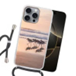 Zee - Vogels - Strand Hoesje iPhone 16 Pro Max met koord klein -sfeer1