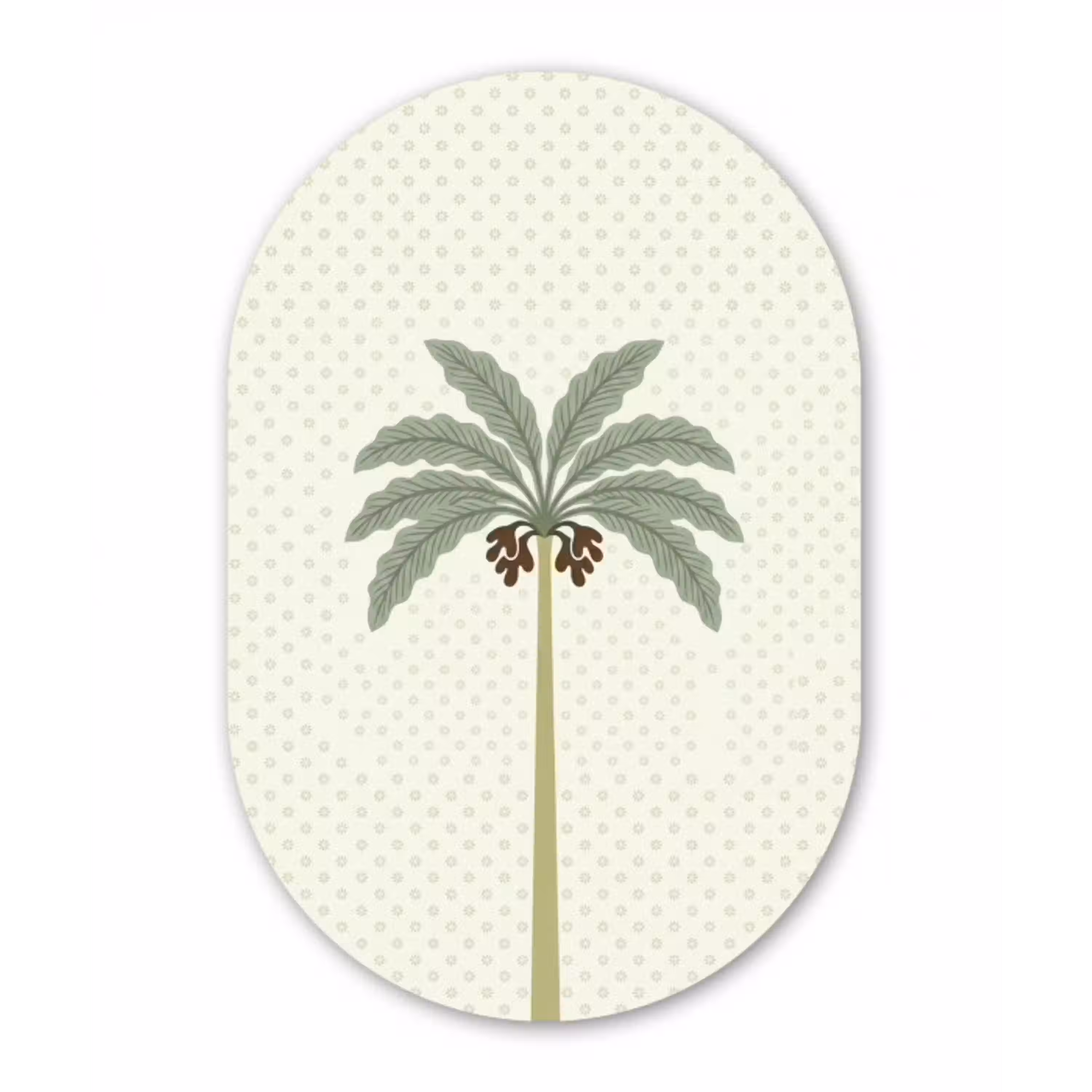 Boom - Bladeren - Groen - Decoratief - Beige Wandcirkel Ovaal Aluminium middel -3d