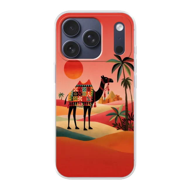 Telefoonhoesje - Kameel - Gekleurd tapijt - Duinen - Rode zon