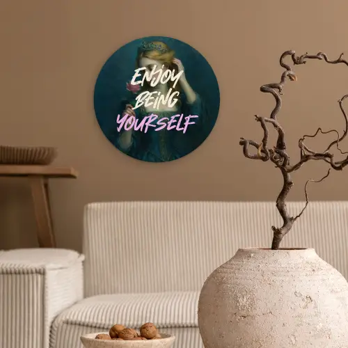 Vrouw - Roos - Quote Wandcirkel plexiglas klein -sfeer1