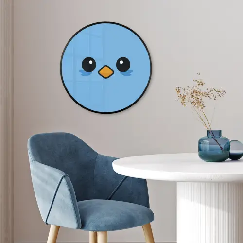 Vogel - Blauw - Eenvoudig Fotolijst rond zonder passe partout klein -sfeer2