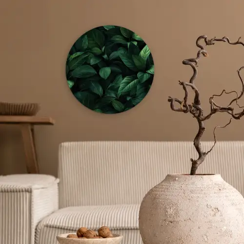 Bladeren - Ovaal - Groen - Nerven Wandcirkel plexiglas klein -sfeer1