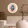 Bloemen - Blauw - Lijst - Bladeren Wandcirkel plexiglas klein -sfeer1