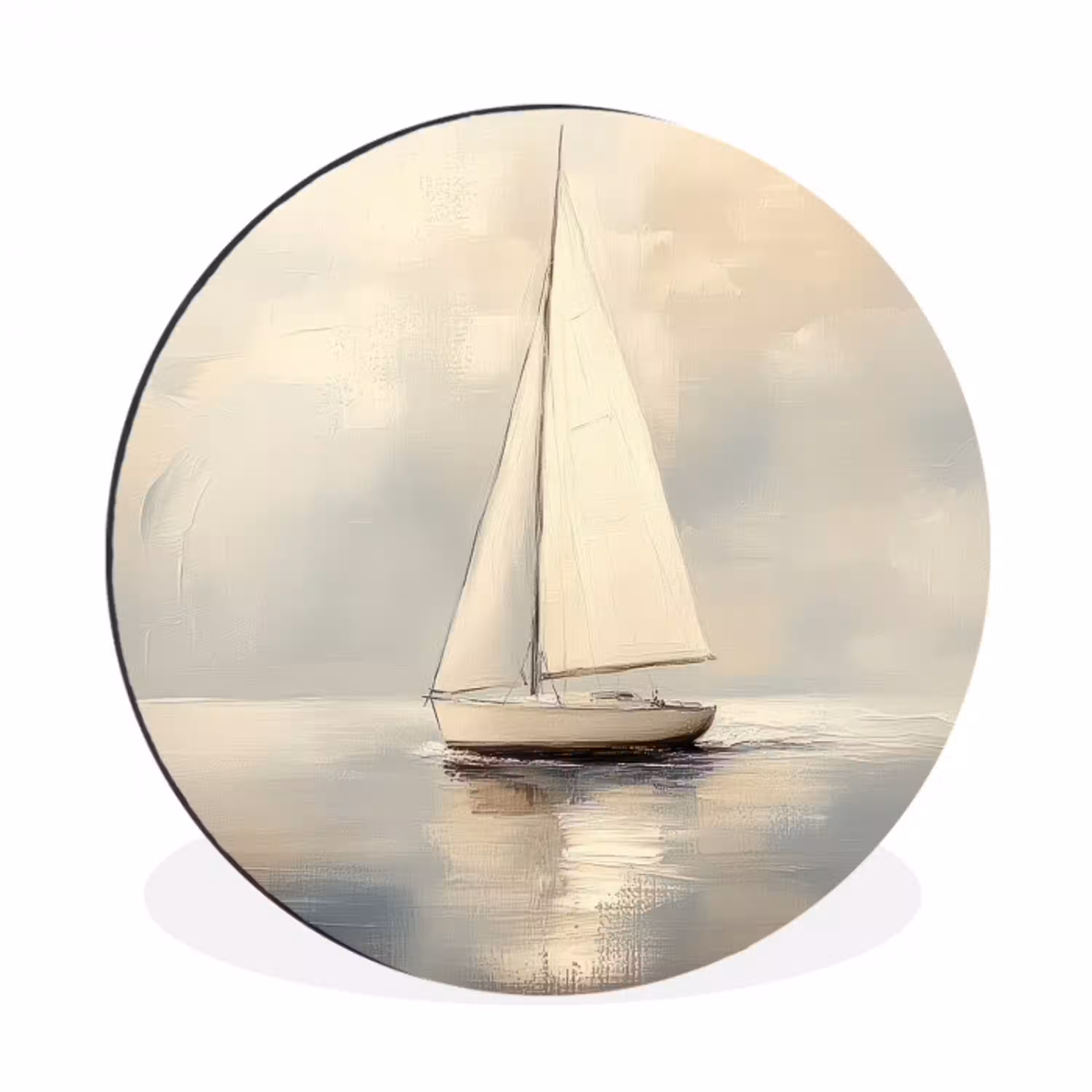 Zeilschip - Zee - Bewolkt Wandcirkel aluminium klein -3d