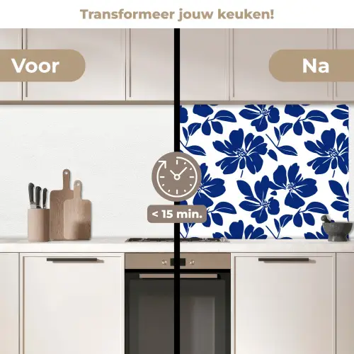 Floraal - Modern - Blauw keuken achterwand 2 middel 871 -voor-na2_NL