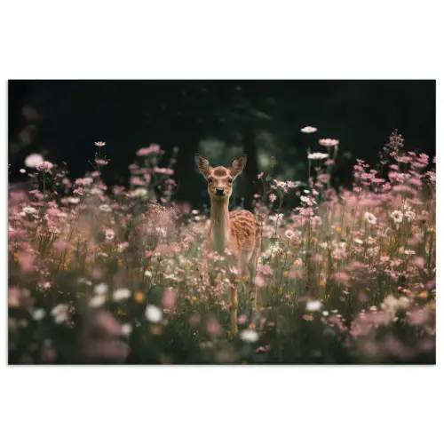 Hert - Wilde bloemen - Bos poster papier klein -3d