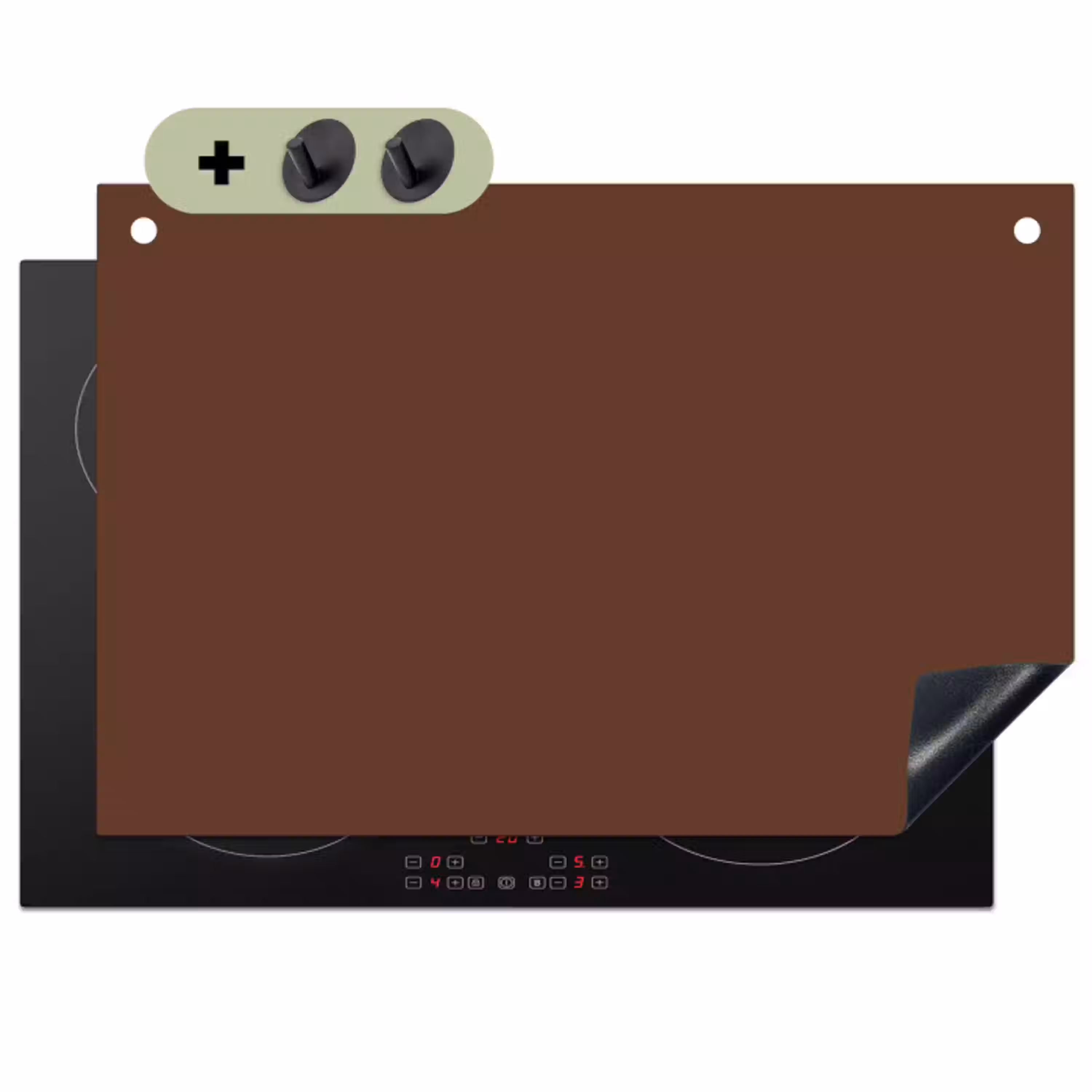 Deep - Clay - Brown - Bruin Inductie beschemer met haakjes klein 777 -3d