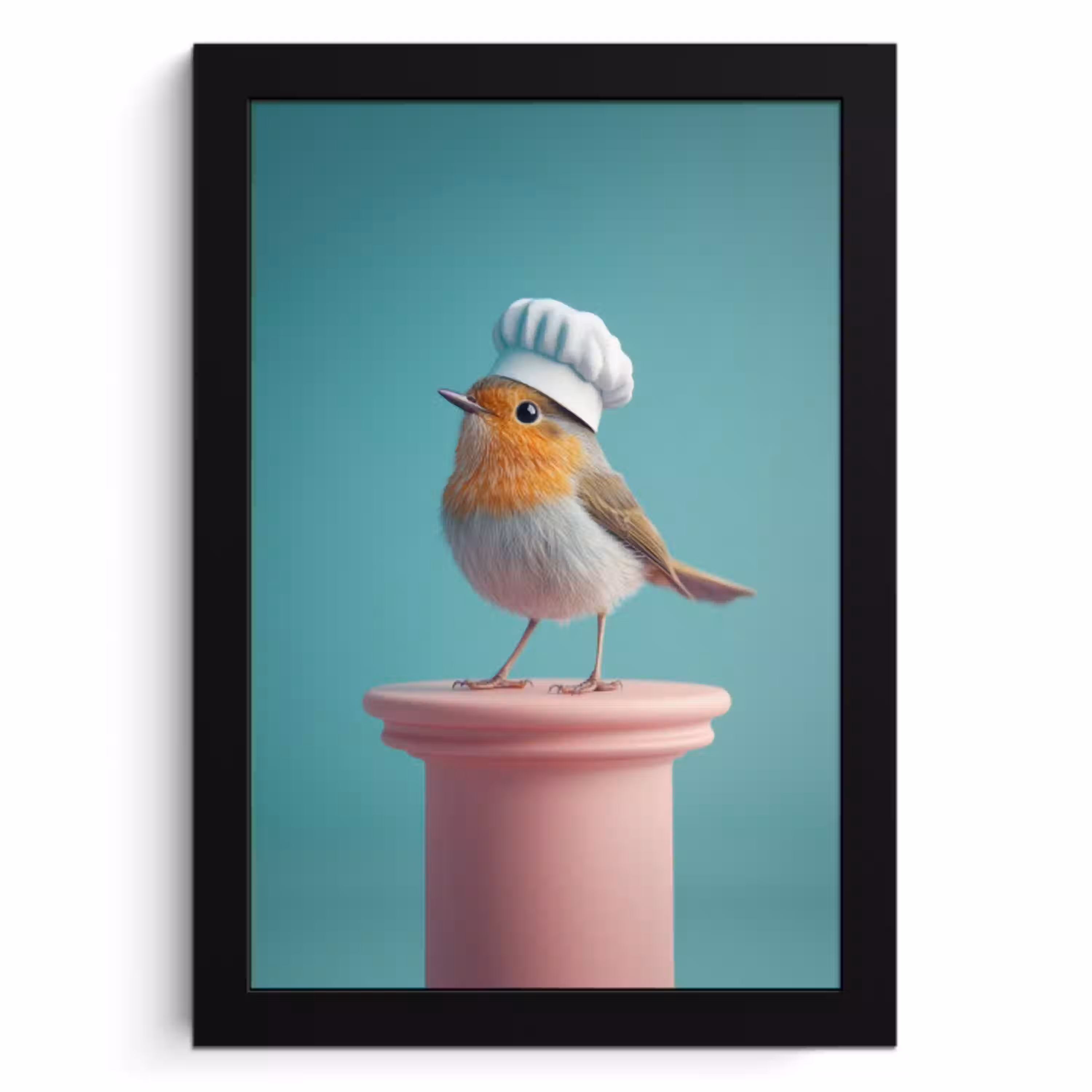 Roodborstje - Vogel - Koksmuts - Sokkel KitchenYeah - Keuken - Fotolijst klein -3d