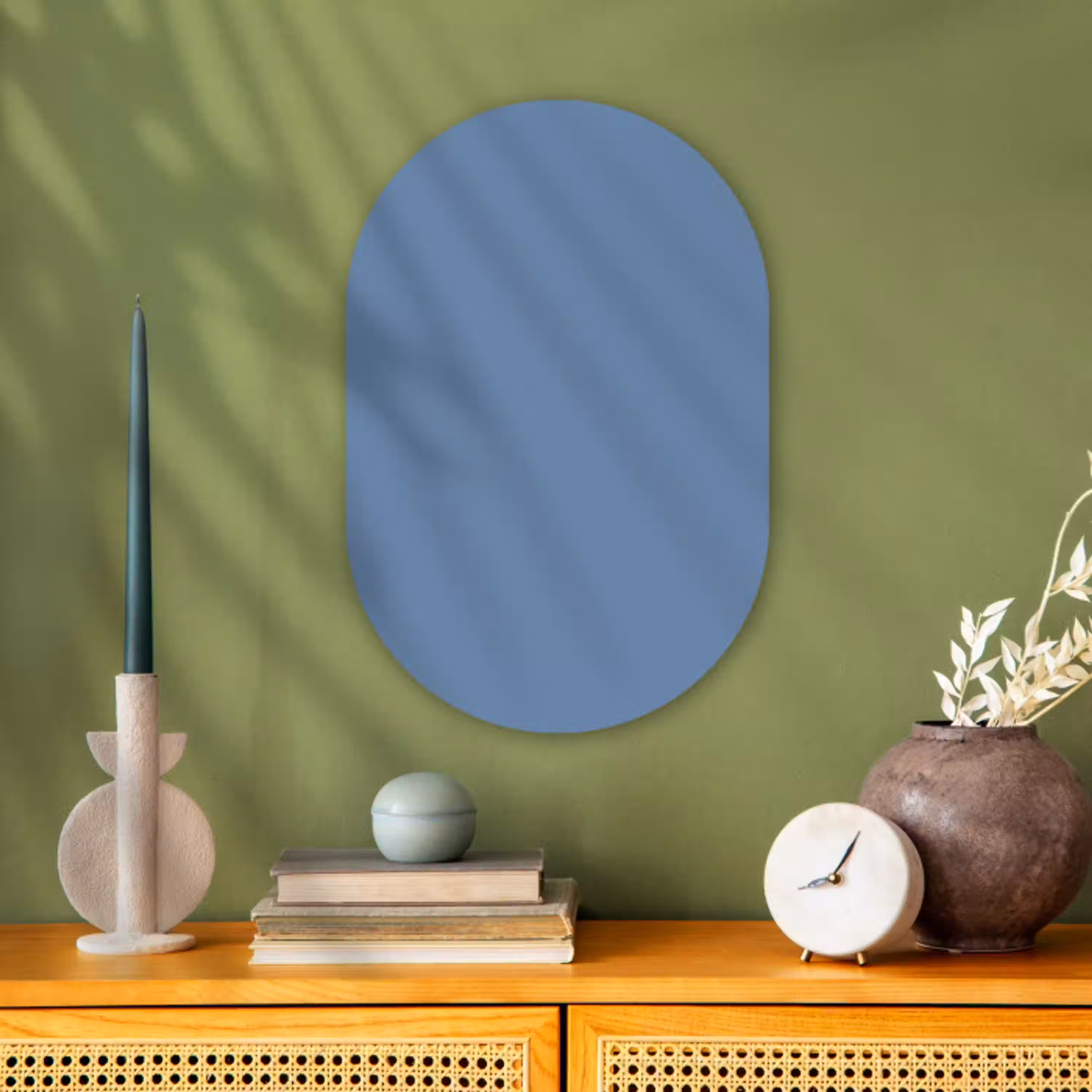 Denim - Breeze - Blauw Wandcirkel Ovaal Forex klein 630 -sfeer2