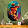 Kikker - Felgekleurd - Tak - Regenboog Wandcirkel Ovaal Glas middel -sfeer2