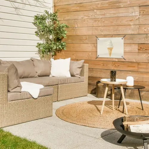 Softijs - Hoorntje - Wit tuinposter los doek klein -sfeer4