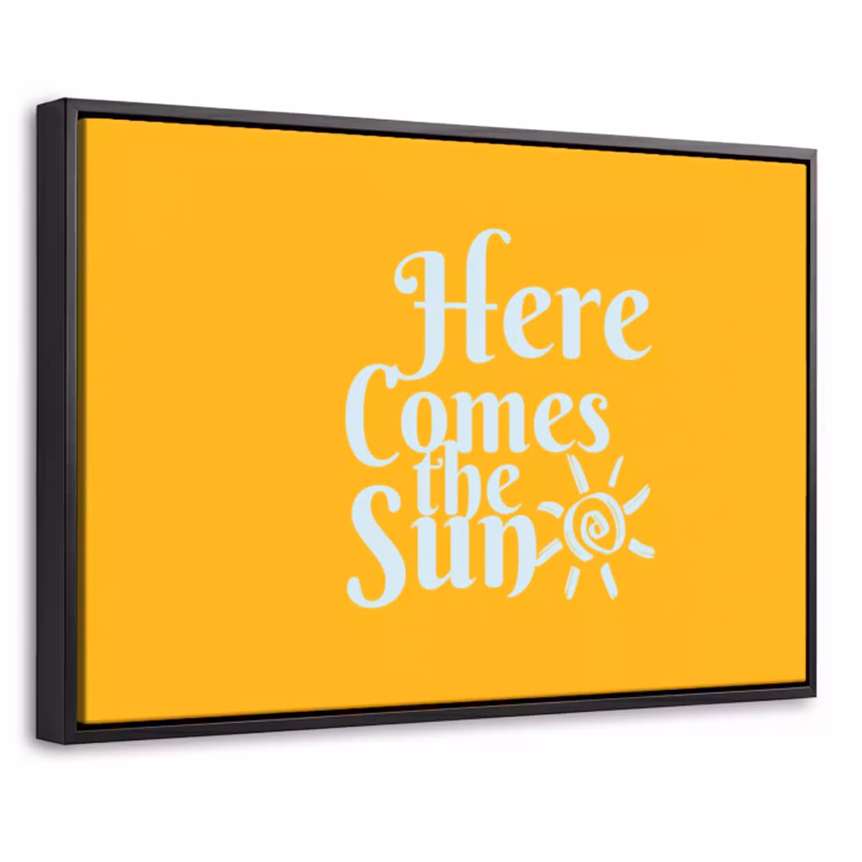 Geel - Blauw - Here comes the sun Canvas met baklijst klein -threedimensional_3d_global