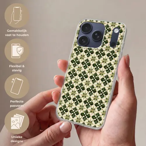 Patroon - Tegel - Groen Telefoonhoesje iPhone 17 Pro klein 878 -sfeer3_NL