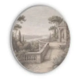 Terras - Stad - Uitzicht - Rivier Akoestische PET Vilt - Rond klein -3d