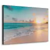 Zonsondergang - Strand - Zee - Zomer - Blauw Textielframe zwart klein -3d