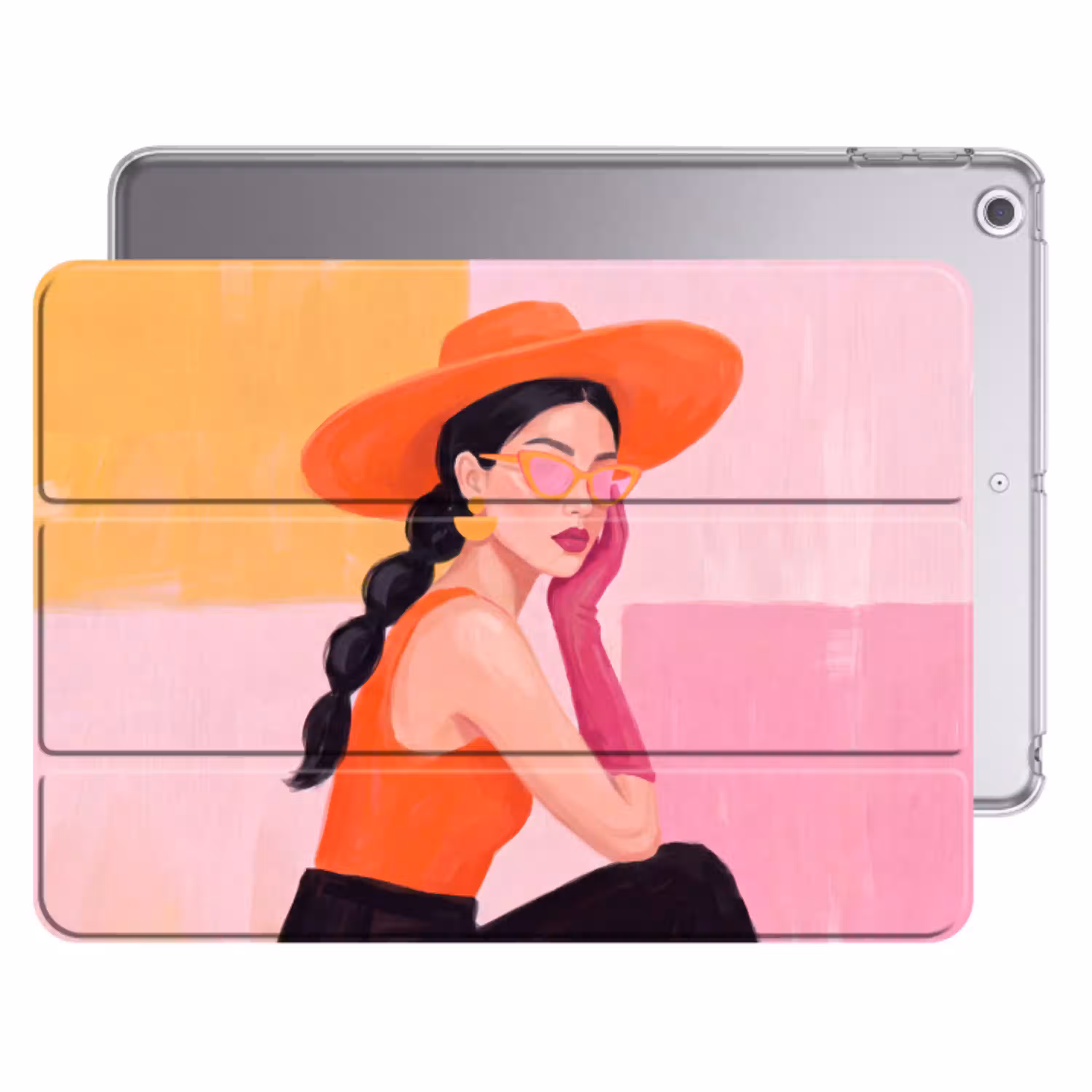 Vrouw - Hoed - Mode - Modern - Oranje Apple iPad 2017 middel -threedimensional_3d_global