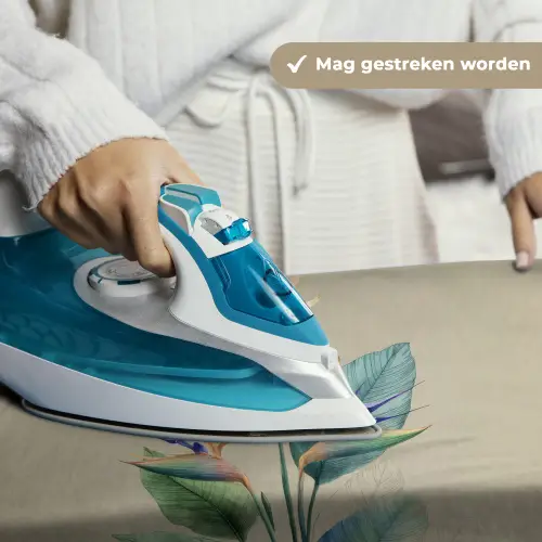 Paradijsvogelbloemen - Blauwgroene bladeren - Beige Wandkleed katoen klein -sfeer9