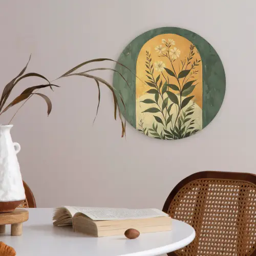 Plant - Bloemen - Wit Akoestische PET Vilt - Rond klein -sfeer3