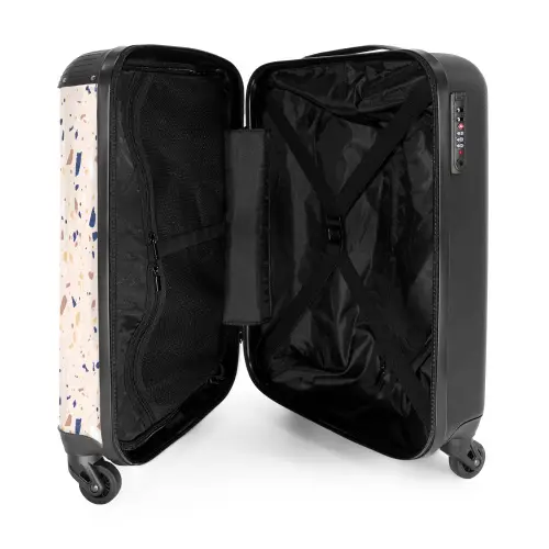 Terrazzo patroon veelkleurig blauw NBS - Handbagage koffer - Kinderen Unisex middel -binnenkant