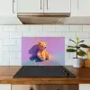 Teddybeer - Schaduw - Penseelstreken - Paars keuken achterwand spatscherm klein -sfeer2