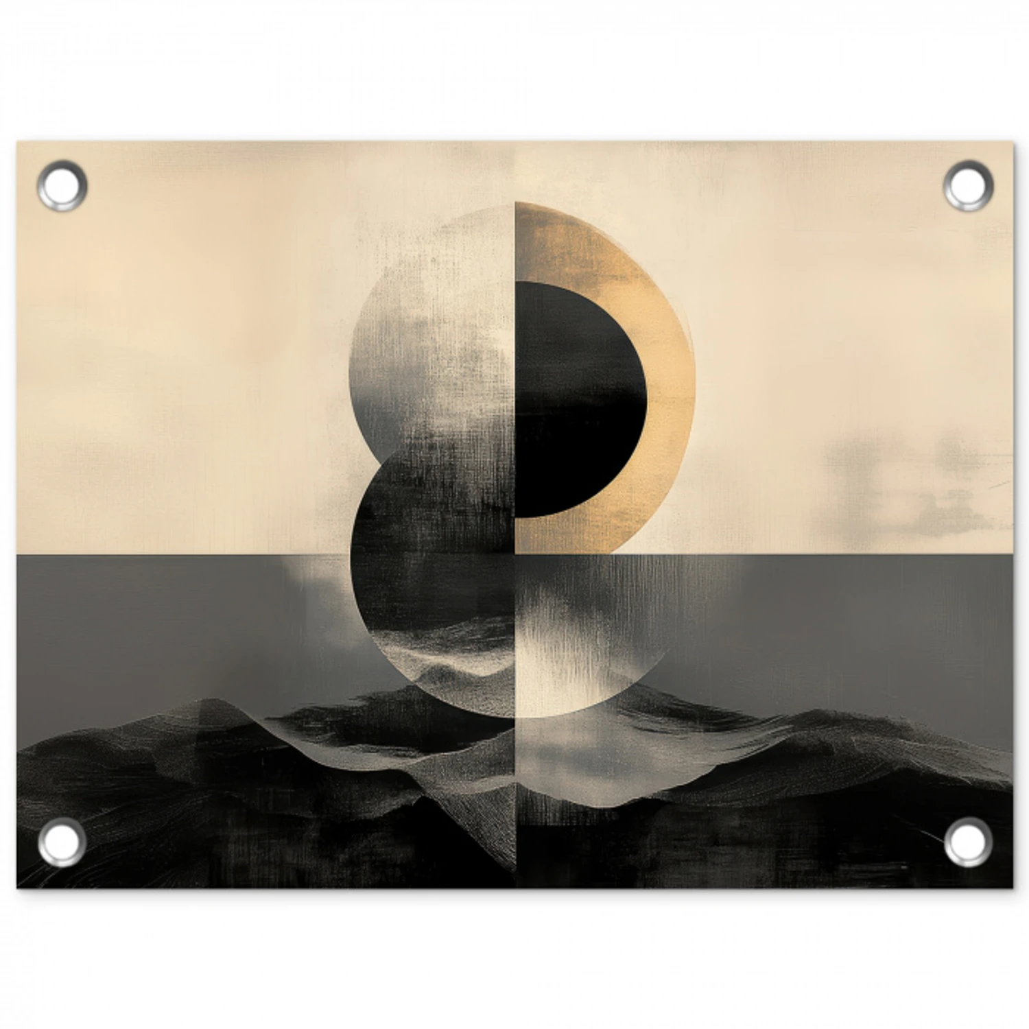 Cirkels - Schaduw - Abstract tuinposter los doek klein -3d