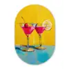 Glazen - Cocktail - Citroen - Kers Wandcirkel Ovaal Glas middel -3d