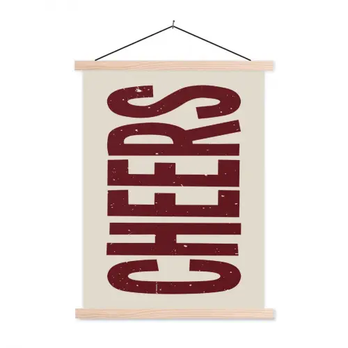 Red - Cheers - Decoratie - Beige textielposter latten blank klein -3d