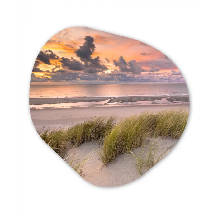 Zonsondergang - Duin - Strand - Planten - Zee Wandcirkel Organisch Forex 3mm klein -3d