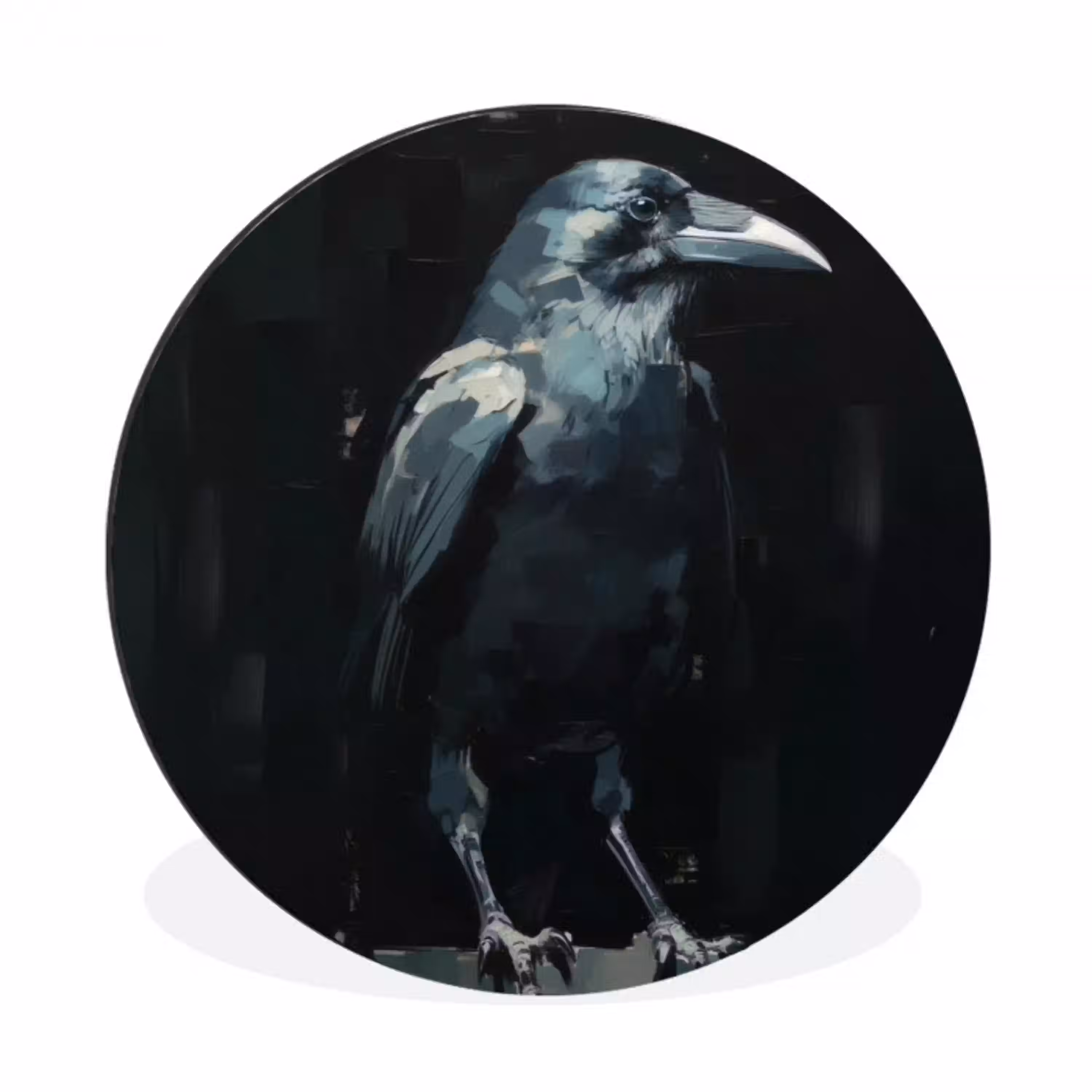 Raaf - Vogels - Zwart Wandcirkel aluminium klein -3d