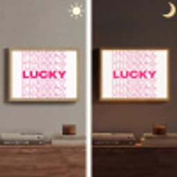 Lucky - Roze - Patroon Light Box met batterij (Wandlamp) middel -sfeer3