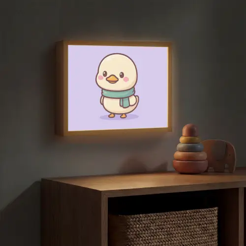 Eend - Sjaal - Paars Light Box met batterij (Wandlamp kind) middel -sfeer5_kind