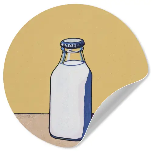 Glazen - Fles - Illustratie - Melk Wandcirkel behangsticker klein -3d