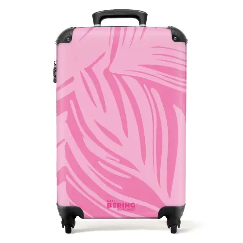 Grote bladeren in verschillende tinten roze NBS - Handbagage koffer - Kinderen Unisex middel -productfoto_recht