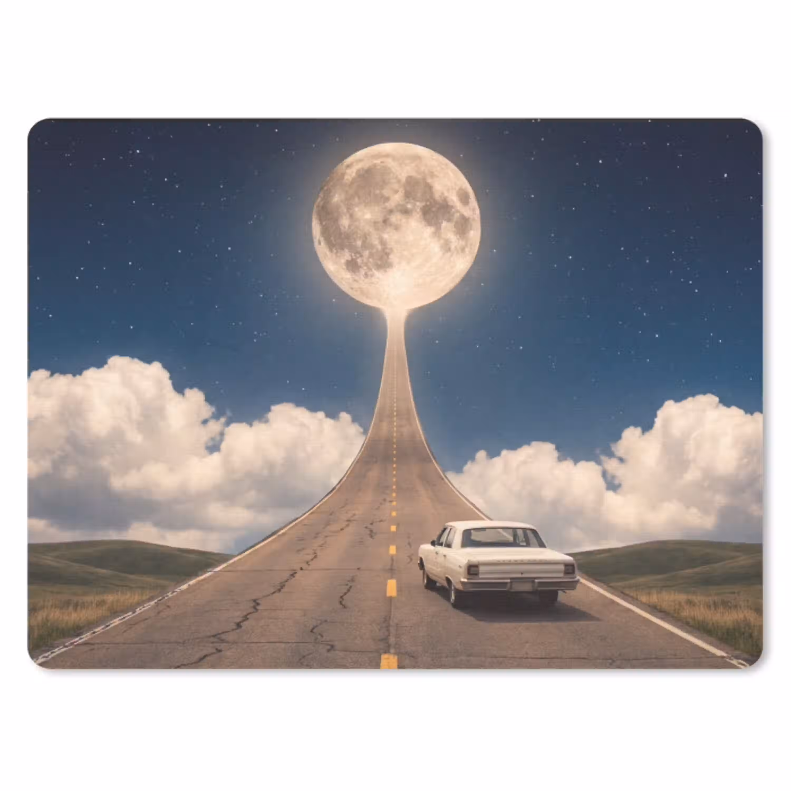 Weg - Maan - Nacht muismat rubber klein -3d