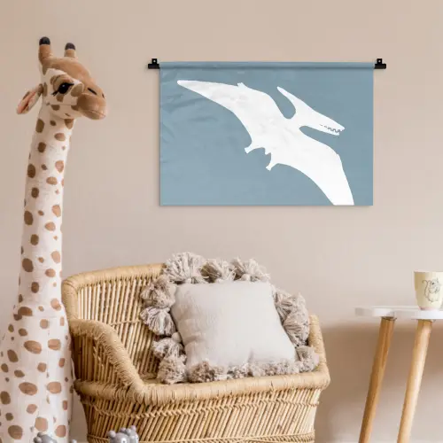 Dino - Pteranodon - Dinosaurus - Blauw Wandkleed katoen klein -wsfeer5_kind