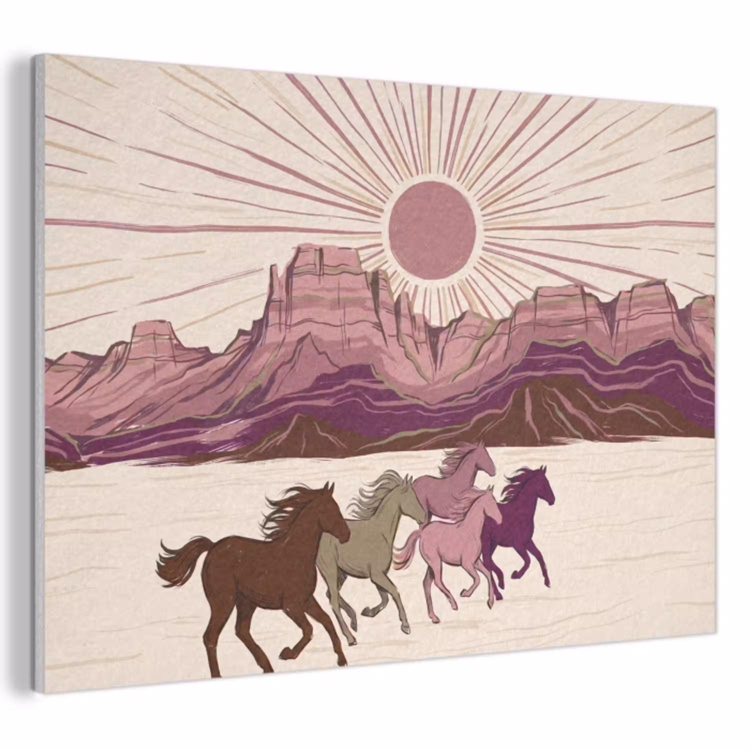 Paarden - Rennend - Woestijn - Natuur - Abstract PET vilt klein -3d