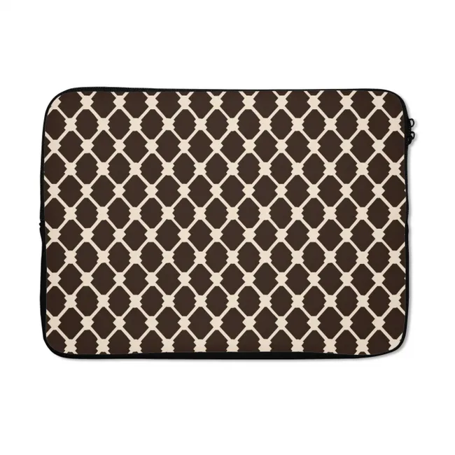 Laptophoes Bruin - Ruitpatroon - Geometrisch