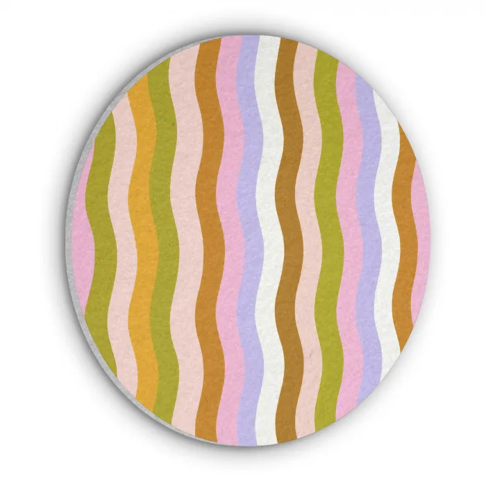 lijnen - Golven - Pastelkleuren - Patroon Akoestische PET Vilt - Rond klein -3d