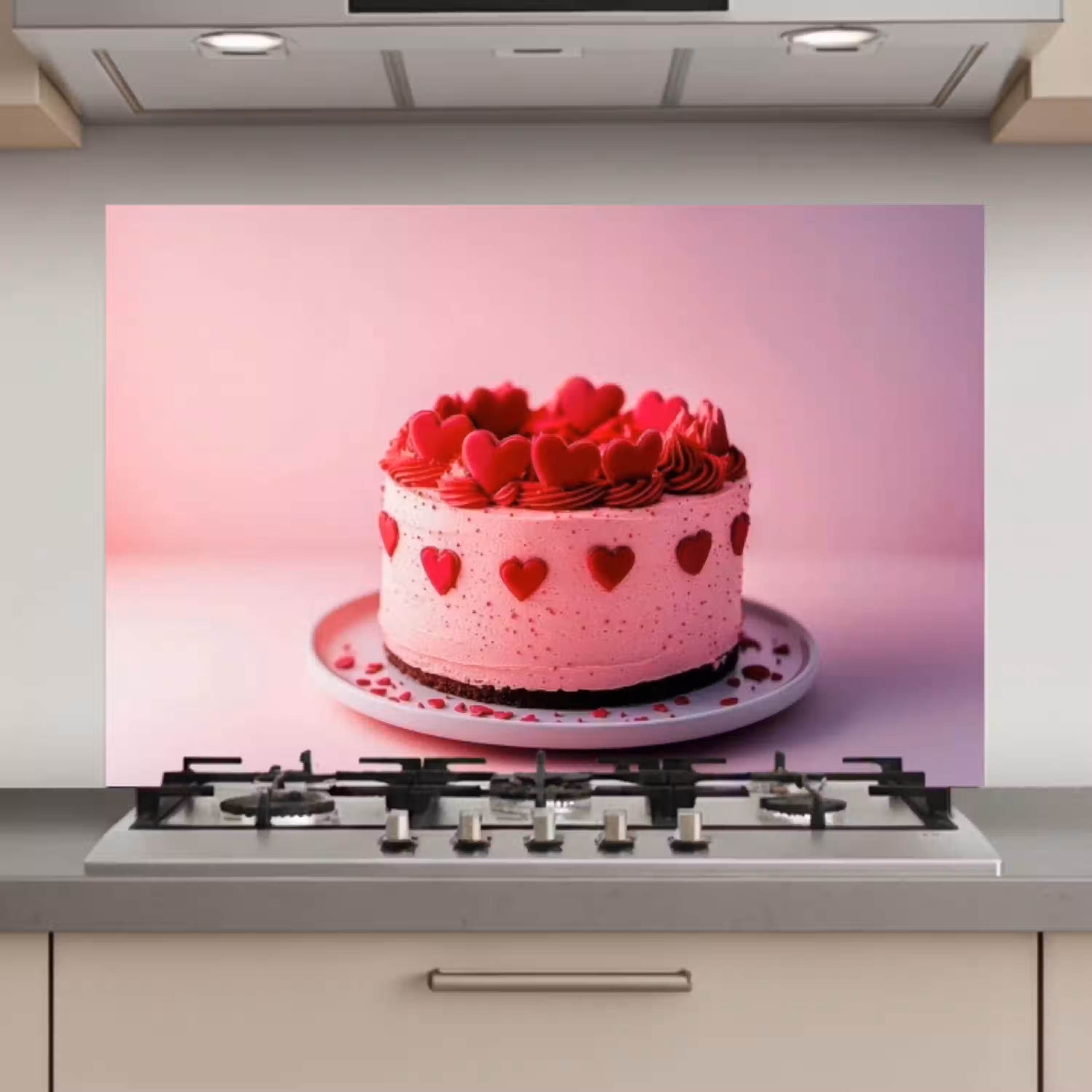 Taart - Hart - Roze keuken achterwand spatscherm klein -3d_website