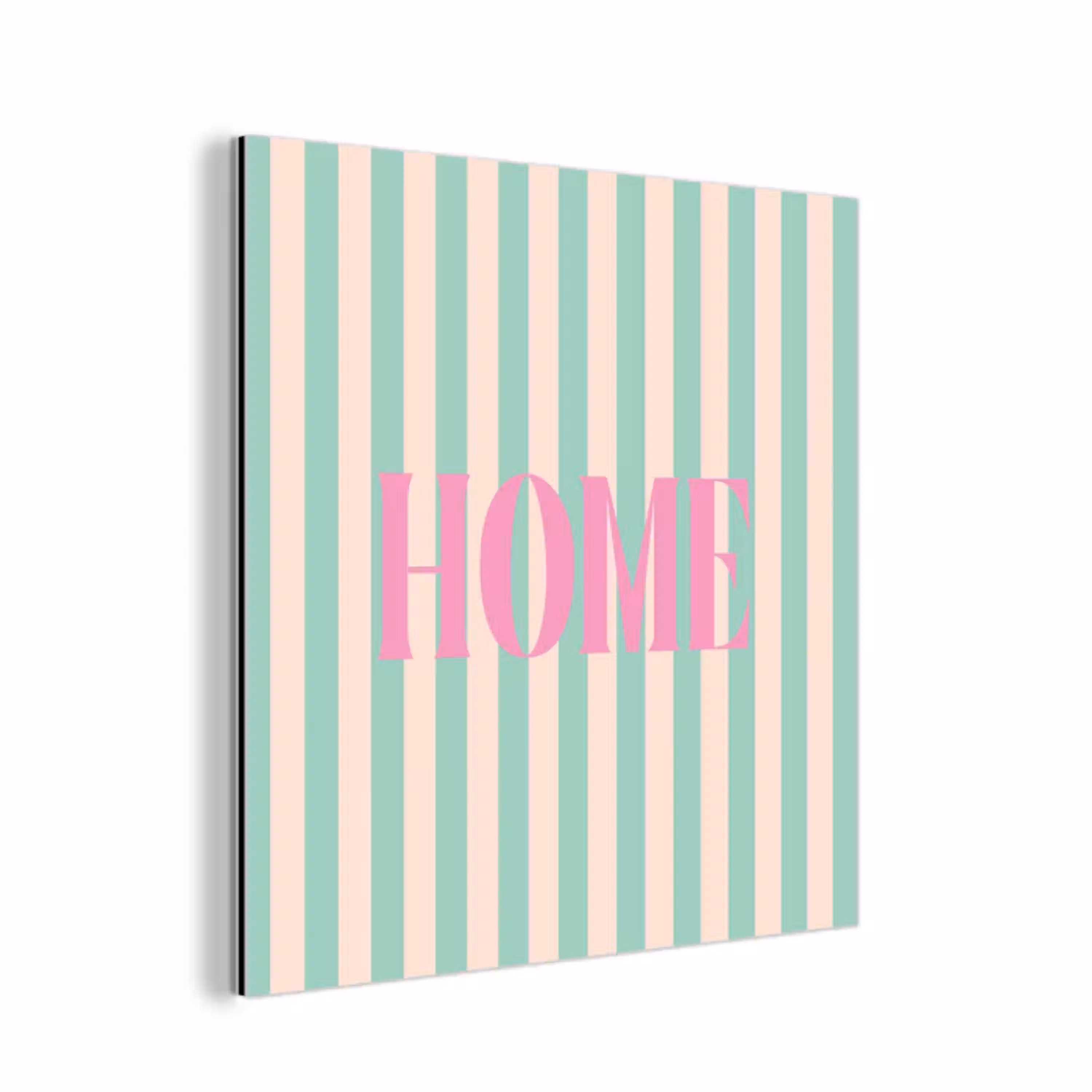 Roze - Groen - Strepen - Home aluminium wit klein -3d
